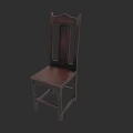 Vintage Dark Wooden Armchair With High Back Design And Solid Seat Structure