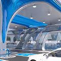 Modern Futuristic Fitness Center With Equipment And Lights
