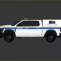 Toyota White Pickup Truck with Blue Stripes and Roof Lights Exterior Design