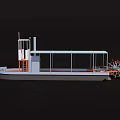 White Paddle Wheel Steamship With Open Upper Deck And Orange Wheels