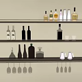 Poliform Multi Tiered Wine Rack With Lighting Holding Wine Bottles And Glasses