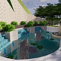 Garden Landscape Design With White Gazebo Purple Flowers And Checkerboard Pavement