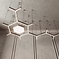 Modern Hexagonal Chandelier Design With Multiple Hanging Units And Ceiling Mounted Lighting 3d model