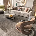 Sofa coffee table combination 3d model