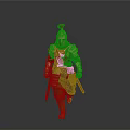 Man in Golden Brown Ancient Armor With Red Feather Helmet Holding Weapons Marching