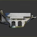 Stone Bridge Architecture With Arched Design White Roof Flowing Water And Rocky Surroundings