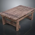 Rustic Style Wooden Table With Plank Top And Metal Straps Accent Design