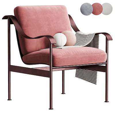 Modern Pink Velvet Upholstered Dining Chair With Sleek Metal Frame For Stylish Home Dining Space 3d model