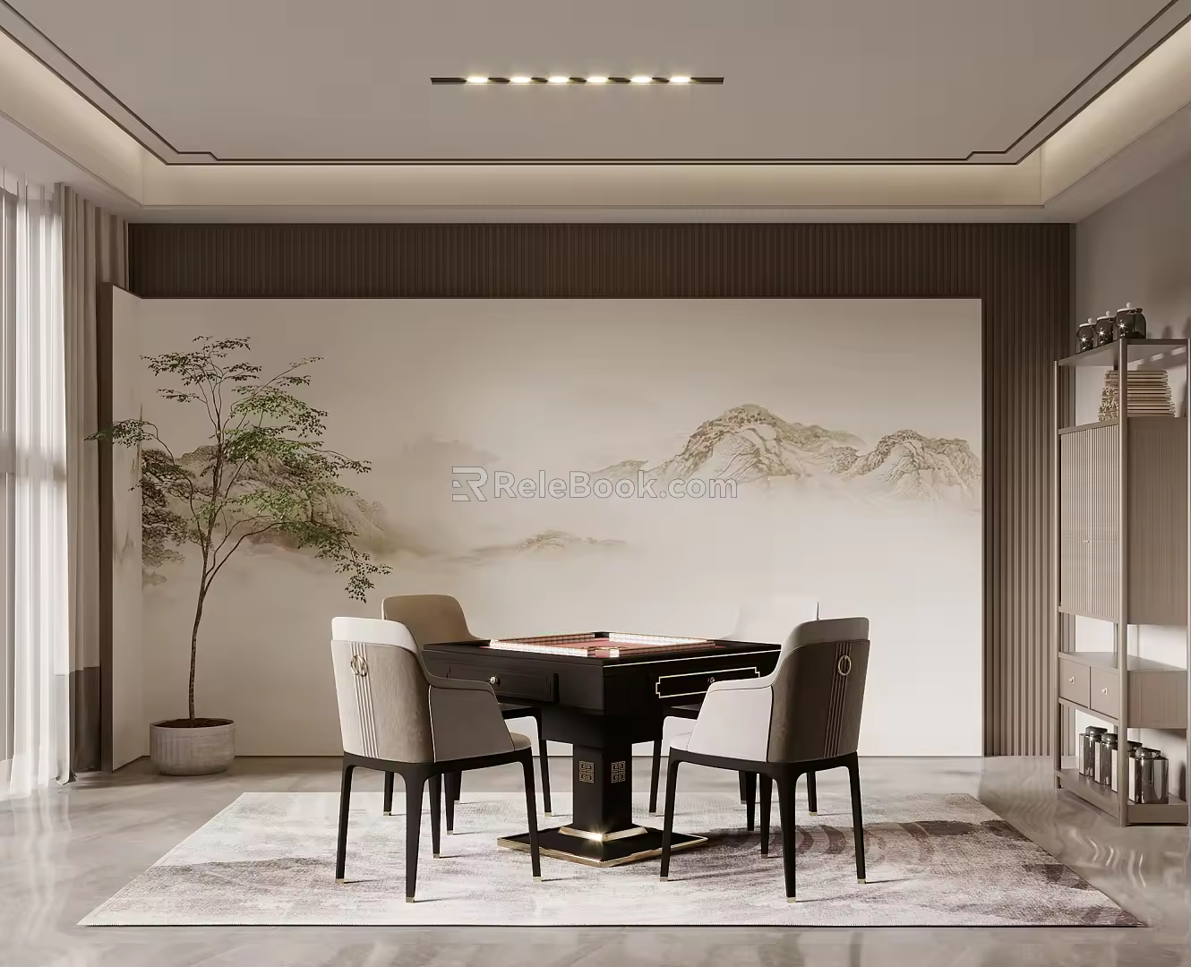New Chinese Chess and Card Room Chess and Card Table 3d model