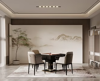 New Chinese Chess and Card Room Chess and Card Table 3d model