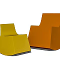Yellow And Orange Leisure Chairs With Modern Geometric Design Against White Background