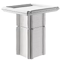 Brown Textured Stone Side Table With Columnar Base And Decorative Balls
