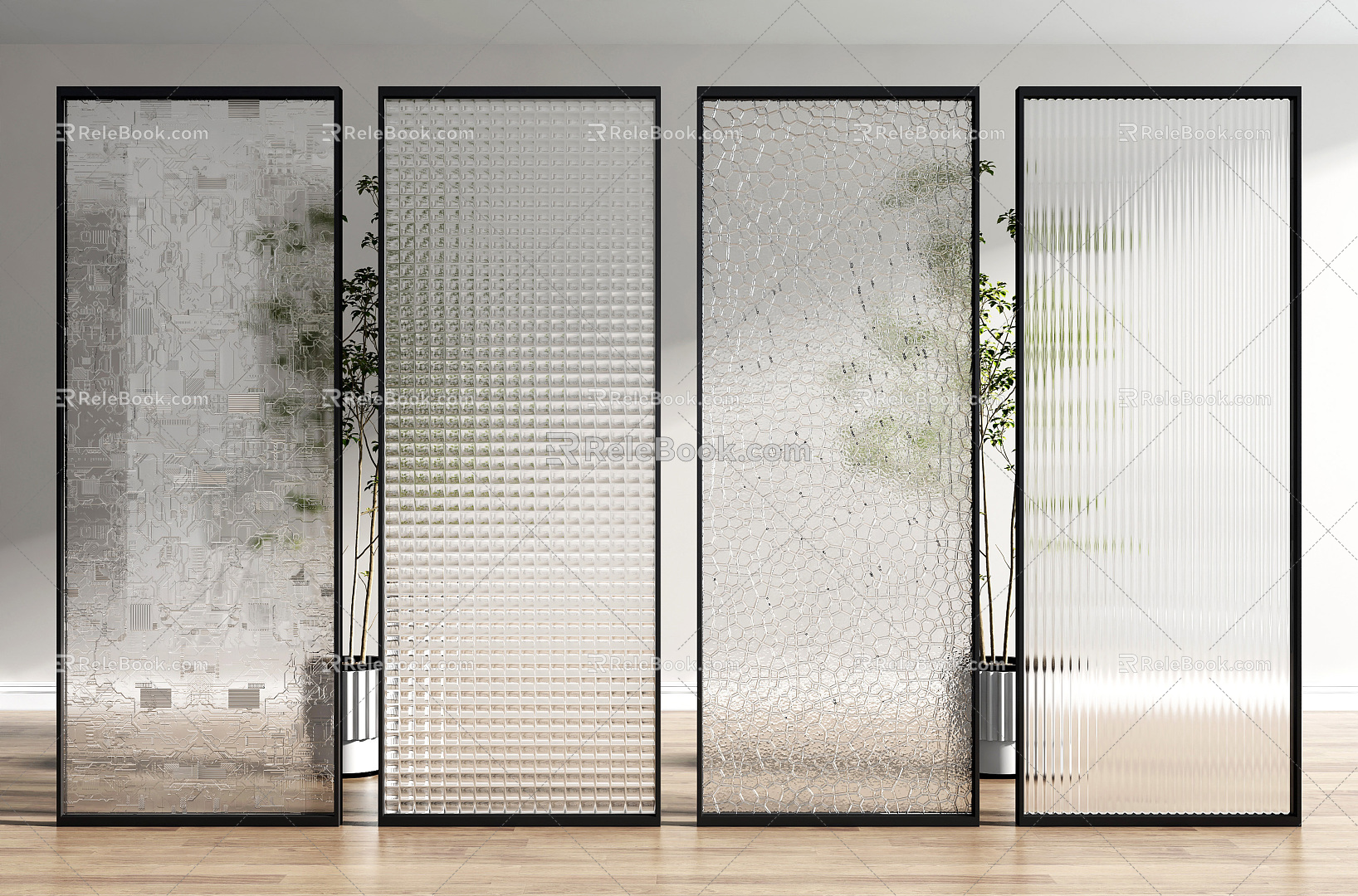 Modern partition glass partition 3d model