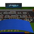 Scenic Garden Landscape with Green Lawn Parking Lot and Cartoon Characters at Car Cinema