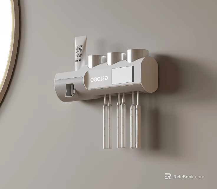 Space Saving Modern Wall Mounted Bathroom Accessories Storage Organizer With Transparent Bottles 3d model 