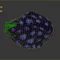Vibrant Purple And Blue Textured Berry Shaped Object With Green Stem 3D Model Design