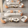 Modern Hotel Lobby Interior Design With Curved Sofa Armchairs Coffee Tables And Area Rug