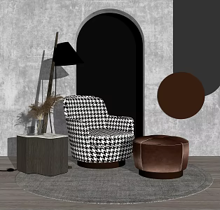 Modern single sofa leisure chair side combination 3d model