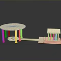 Light Colored Architectural Model With Round Columned Structure And Connected Small Building 3d model