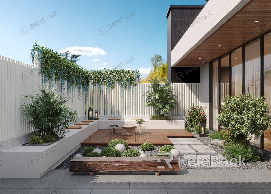 Modern courtyard courtyard landscape model