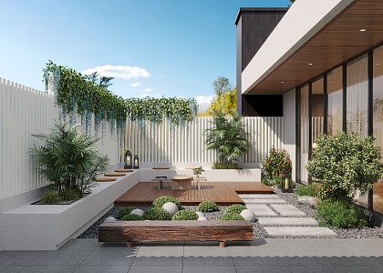 Modern courtyard landscape 3d model