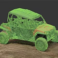 Red and Black Utility Vehicle with Black Roof and Off-Road Tires on Dirt Ground 3d model