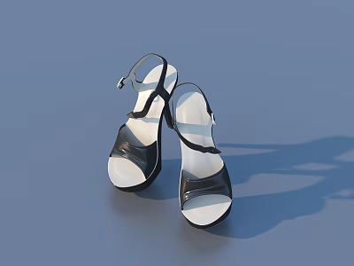 Women's Black High Heel Sandals With Open Toe And Strap Design 3d model