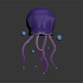 Purple Jellyfish Featuring Purple Tentacles and Blue Spots on Reflective Surface