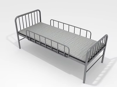 Medical Bed With Metal Frame Side Rails And Comfortable Mattress For Hospital Care 3d model