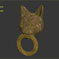 Ornate Bronze Fox Head Door Handle With Ring Design For Home Decoration