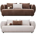 Modern Minimalist Double Sofa in Brown and Beige with Decorative Pillows