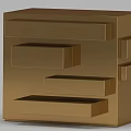 Golden Computer Chassis With Stacked Blocks Modular Design And Shiny Metallic Finish