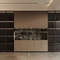 Elegant Modern Kitchen Sideboard With Glass Cabinets And Marble Accent 3d model