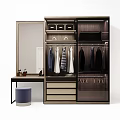 Modern Wardrobe Interior Design With Hanging Area Drawers And Storage Boxes 3d model