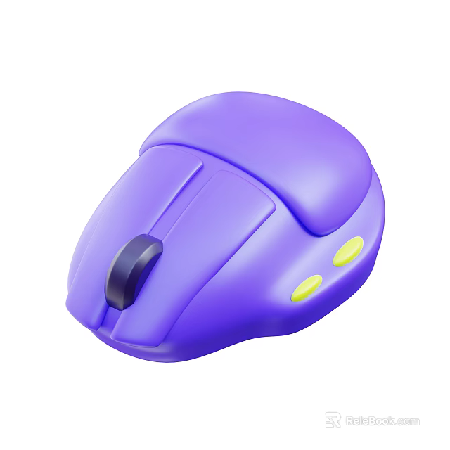 Purple Computer Mouse With Modern Ergonomic Design And Yellow Side Buttons 3d model 