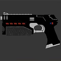 Futuristic Sci Fi Weapon With Black Body Red Accents And Silver Components