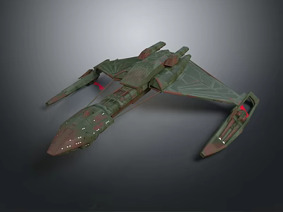 Futuristic Cosmic Spaceship Detailed Design With Aerodynamic Exterior And Green Accents 3d model