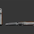 Detailed Shiny Silver Pistol With Wooden Grips And Disassembled Metal Parts