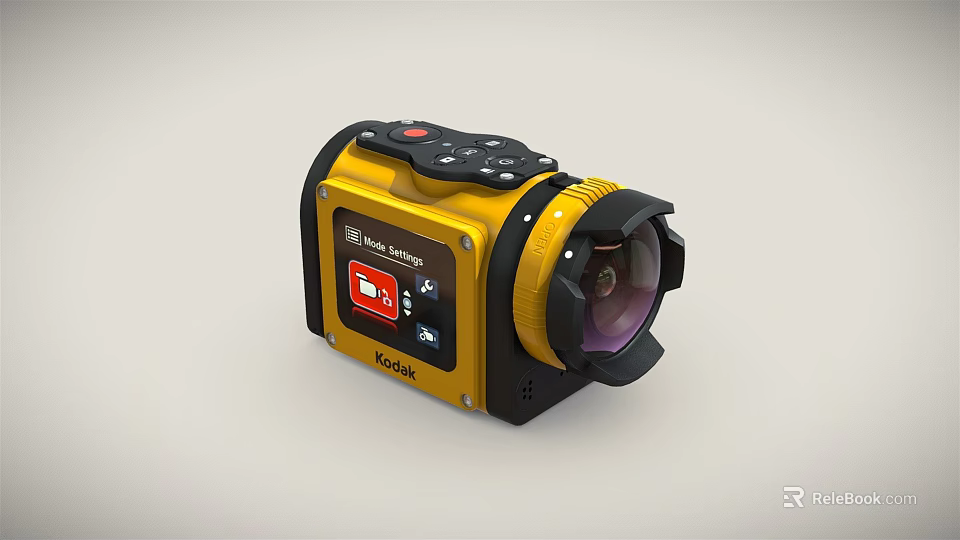 Kodak Yellow Digital Camera With Compact Design Display Screen And Lens 3d model 