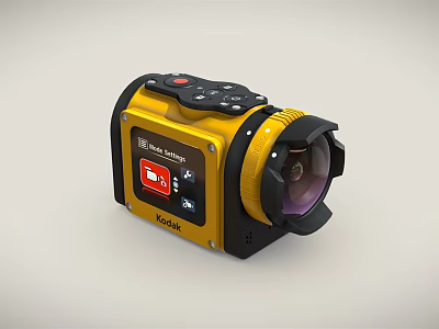 Kodak Yellow Digital Camera With Compact Design Display Screen And Lens 3d model