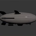 Gray Streamlined Airship 3D Model With Stabilizers Surface Stripes And Bottom Lights