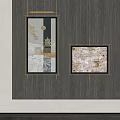 Traditional Chinese Decorative Paintings On Dark Wooden Wall With Artistic Elements