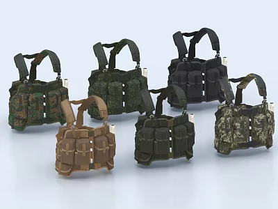 Military Style Tactical Vests In Various Colors And Multiple Designs For Outdoor Activities 3d model