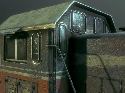Abandoned Vintage Train With Rusty Metal Body Cracked Windows And Weathered Roof 3d model