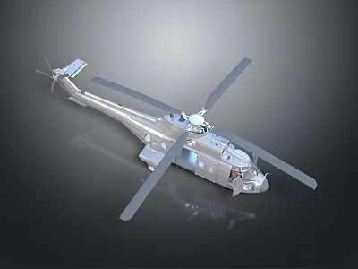 Modern Silver Helicopter With Aerodynamic Design Main Rotor And Streamlined Fuselage 3d model