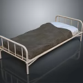 Modern Light Colored Metal Bed Frame With Dark Mattress And White Sheet