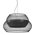 Modern Black Metal Ceiling Pendant Light With Double Layer Mesh Round Design 3d model