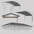 Various Outdoor Canopies And Pavilions With Transparent Mesh Yellow And Gray Roof Designs