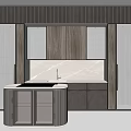 Modern Kitchen Interior Design With Wooden Cabinets And Marble Countertop Island