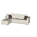 Beige Sectional Sofa With Decorative Cushions On Marble Floor By Large Window 3d model